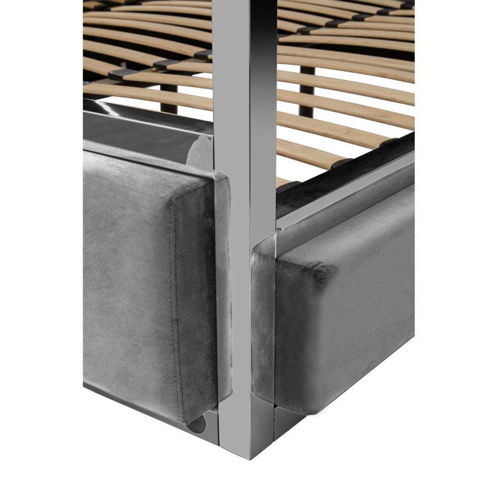 Piermount Grey Velvet Bed, Grey