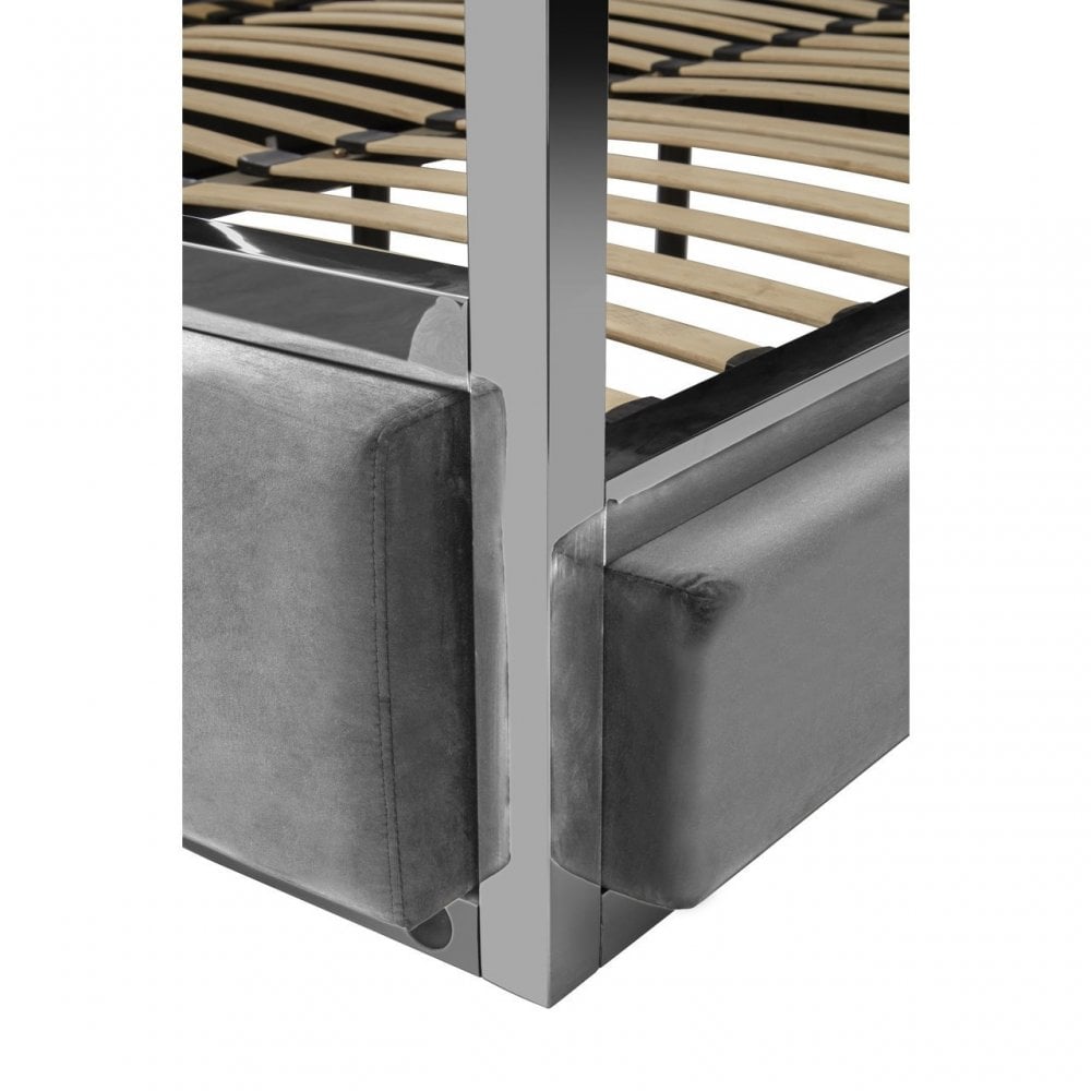 Piermount Grey Velvet Bed, Grey