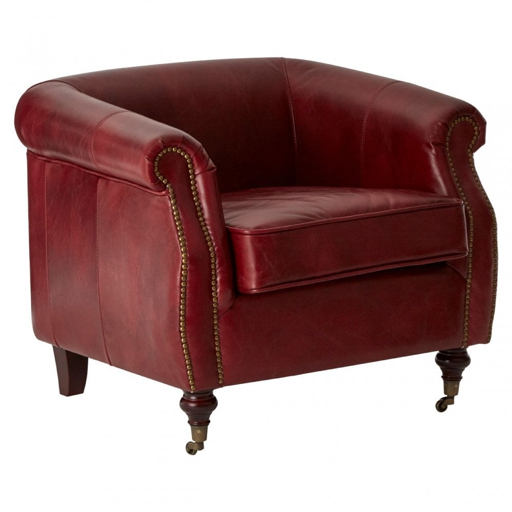 Victor Red Leather Armchair, Red