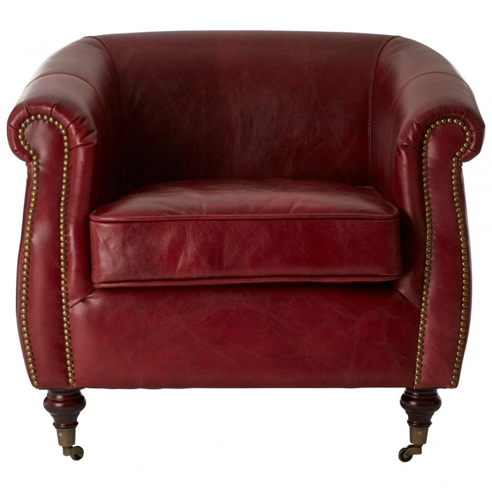 Victor Red Leather Armchair, Red