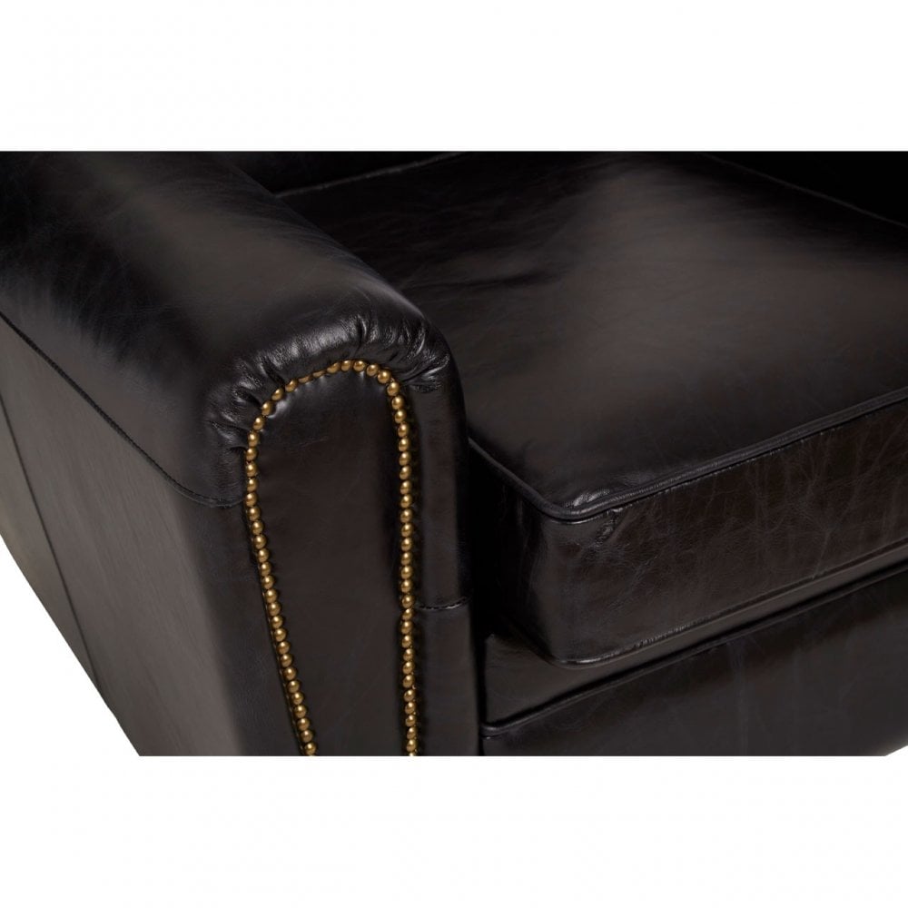 Victor Black Leather Classic Armchair, Black