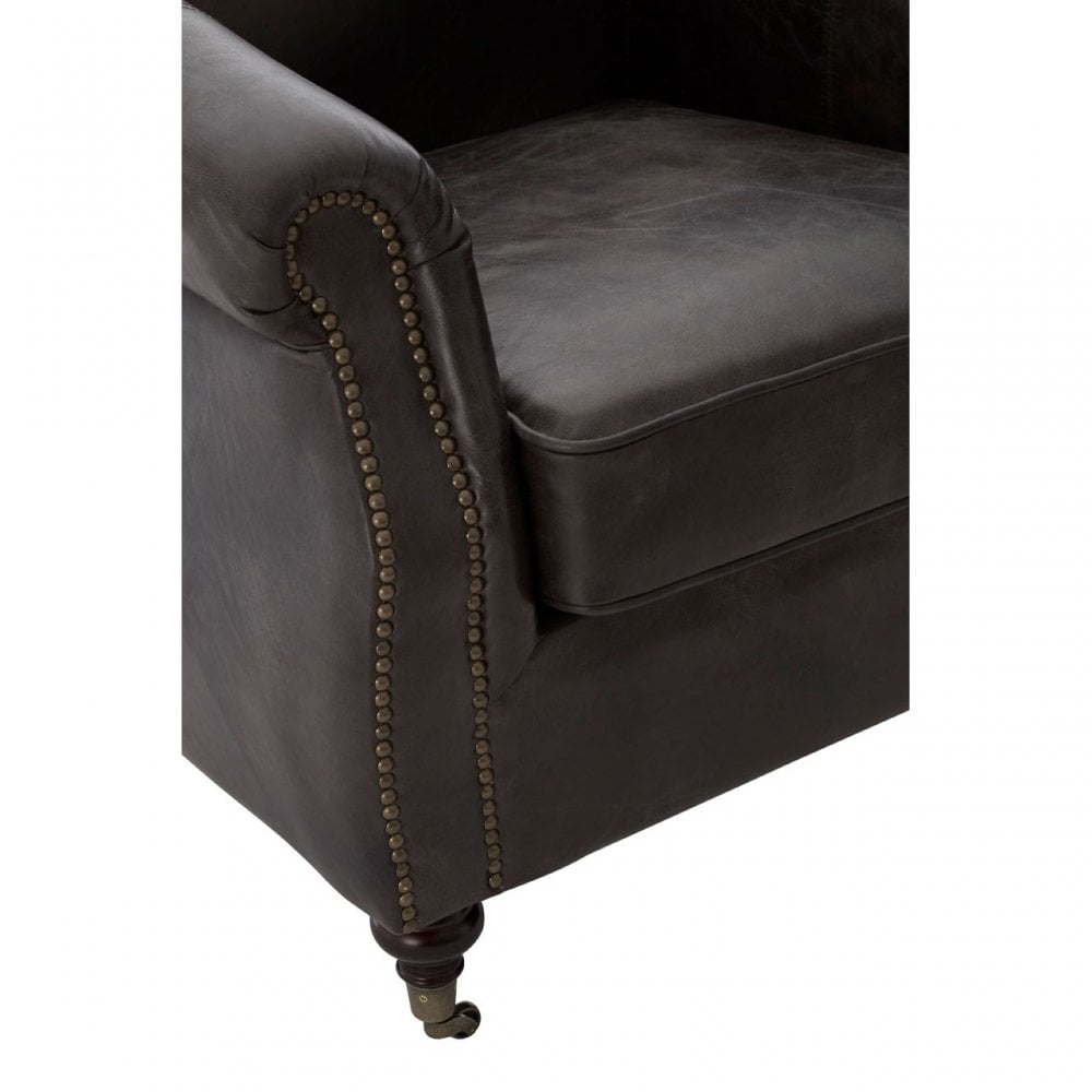 Victor Grey Leather Winged Armchair, Grey