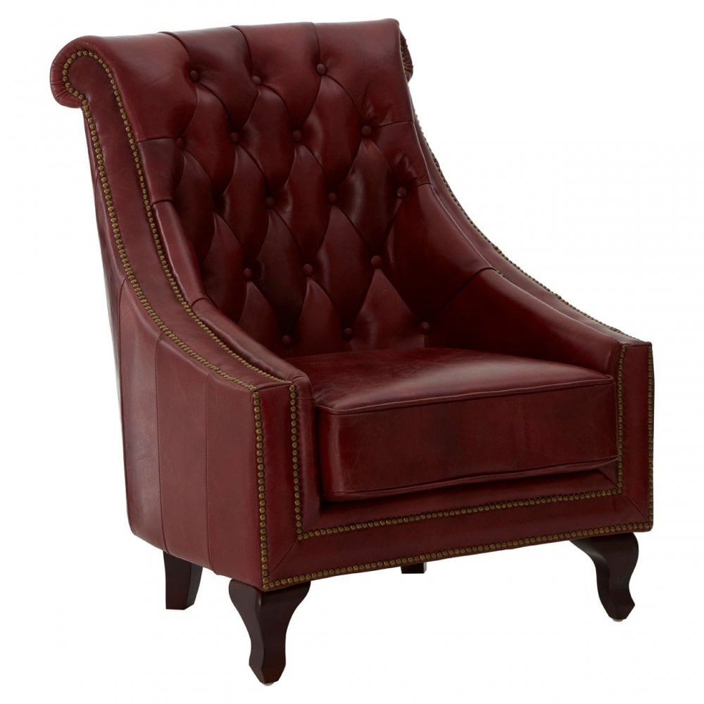 Victor Red Leather Armchair, Red