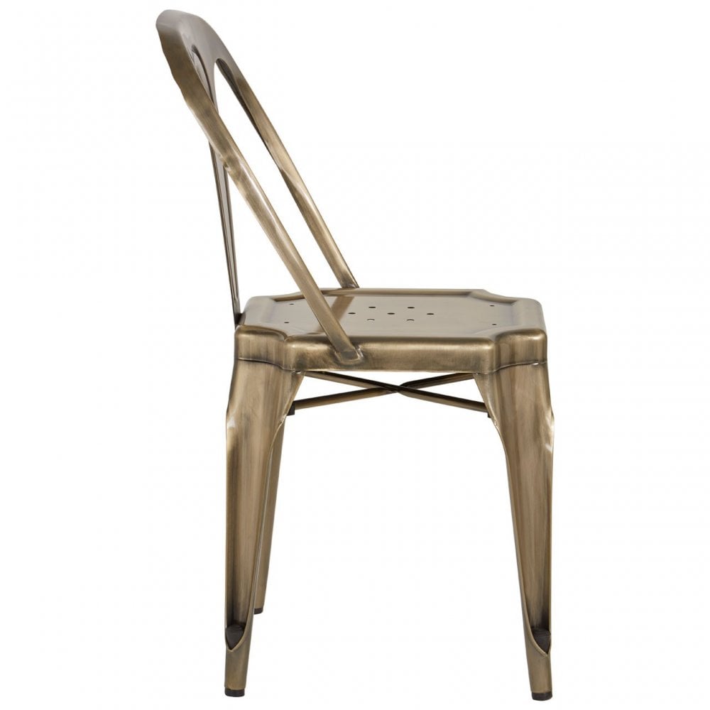 Grange Brass Finish Metal Chair, Brass