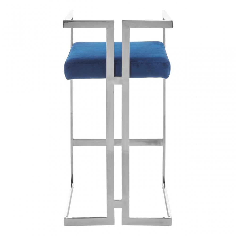 Azalea Blue And Silver Bar Stool, Blue