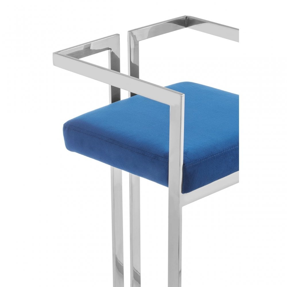Azalea Blue And Silver Bar Stool, Blue