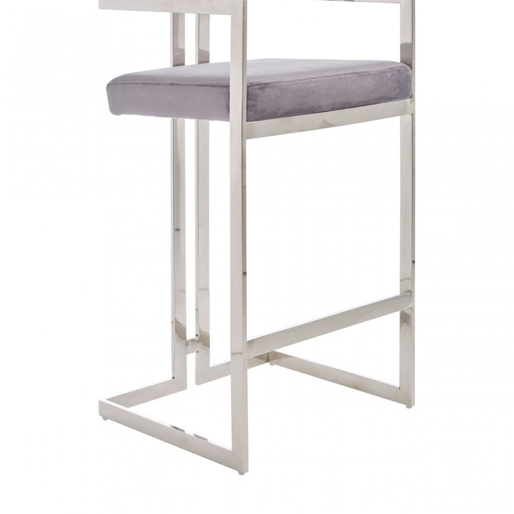 Azalea Grey And Silver Bar Stool, Grey