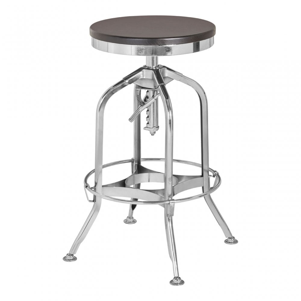 Gator Ash Wood Silver Chromed Metal Stool, Black