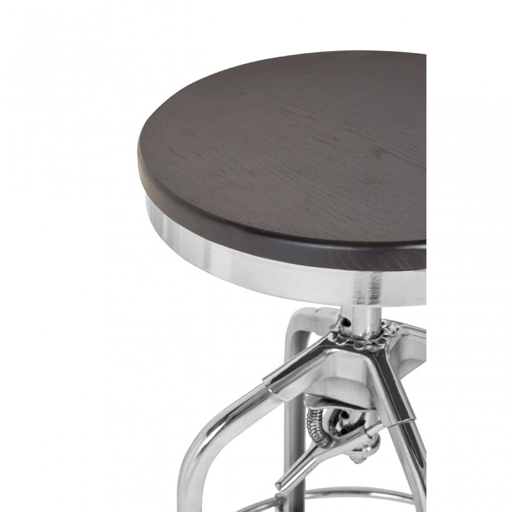 Gator Ash Wood Silver Chromed Metal Stool, Black