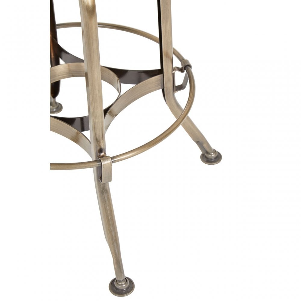 Gaton Ash Wood Seat Metallic Stool, Black