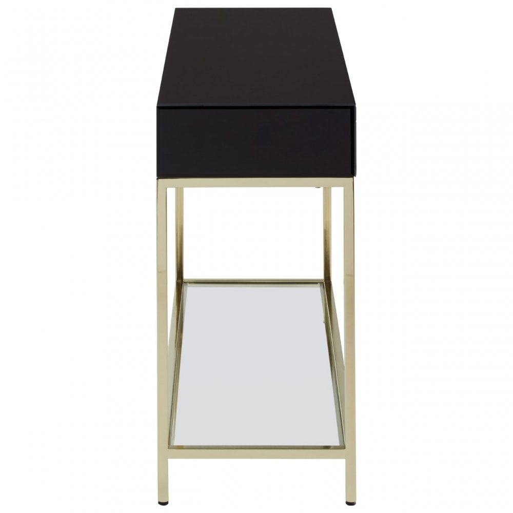 Kensington Townhouse Gold Finish Console Table, Black