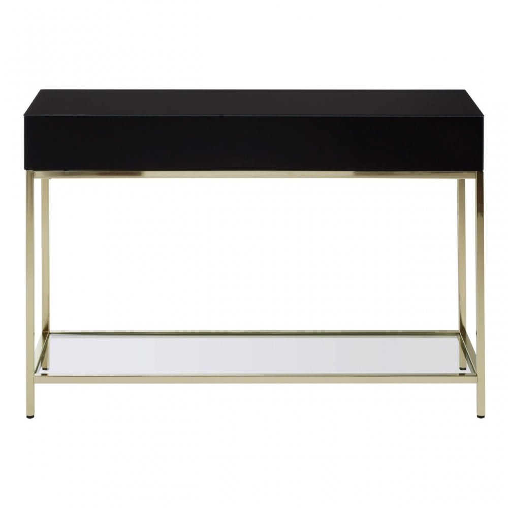 Kensington Townhouse Gold Finish Console Table, Black