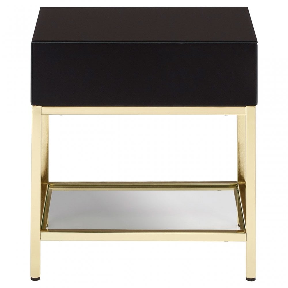 Kensington Townhouse Gold Finish Side Table, Black