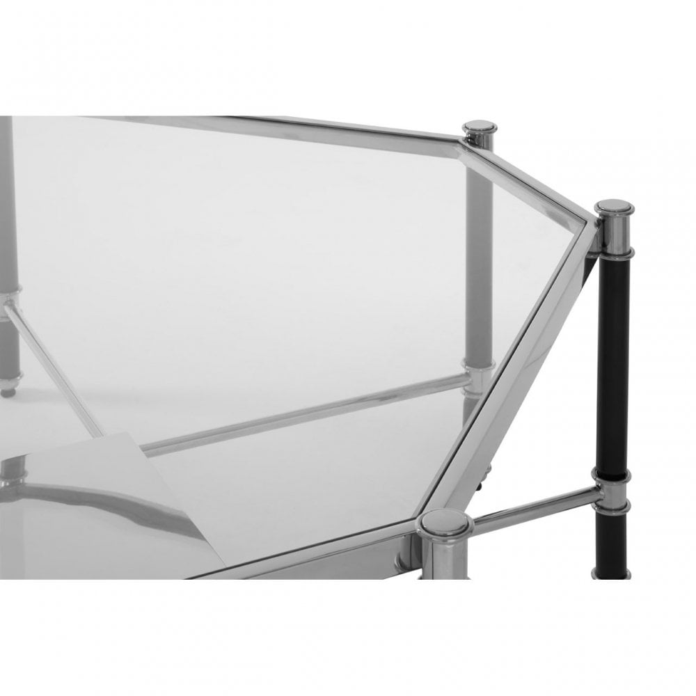 Allessi Silver Chrome Coffee Table, Clear