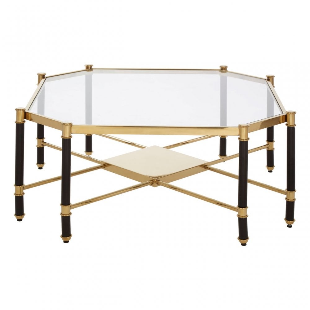 Allesi Champagne Finish Coffee Table, Clear