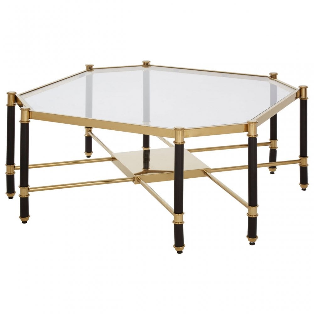 Allesi Champagne Finish Coffee Table, Clear