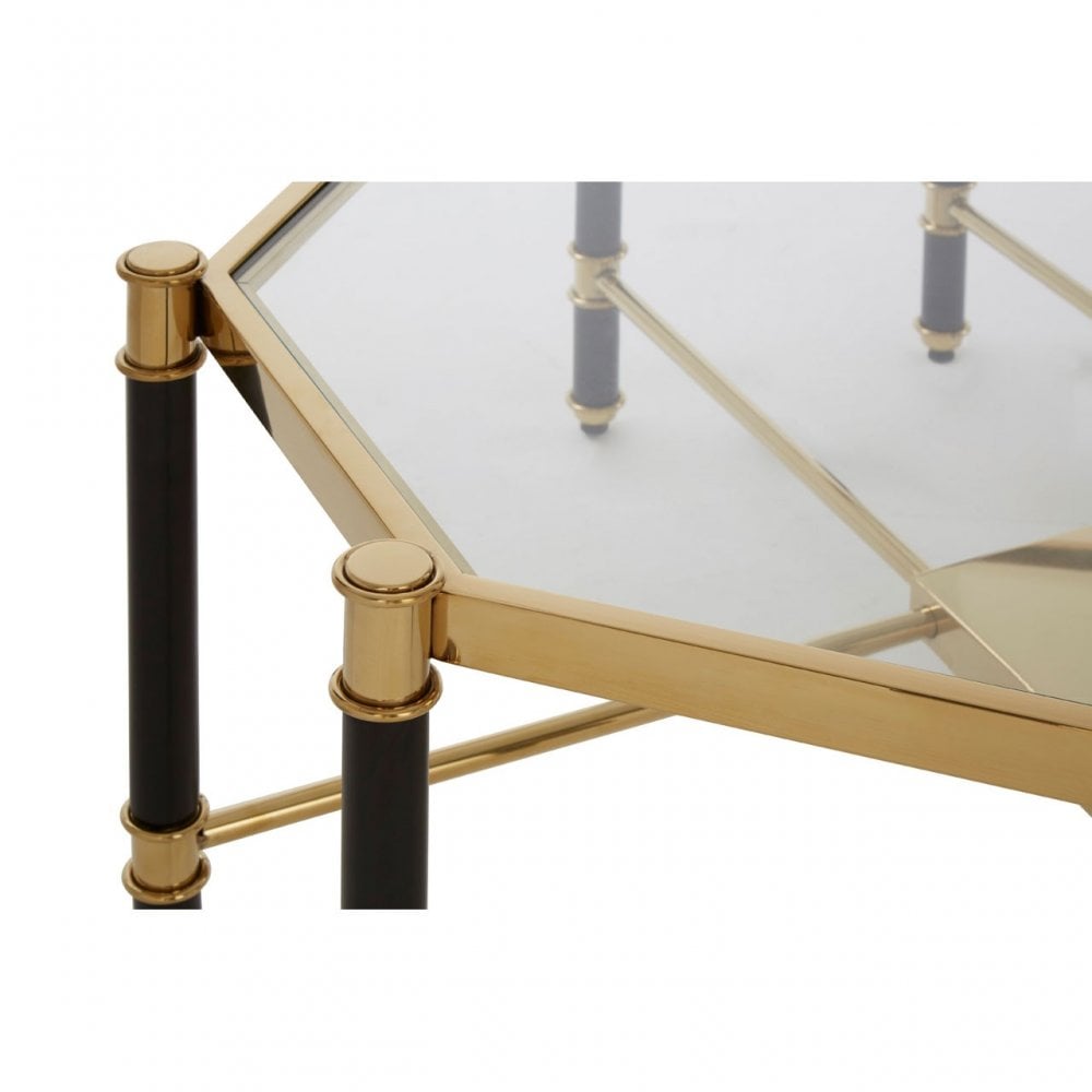 Allesi Champagne Finish Coffee Table, Clear