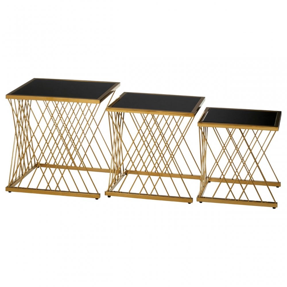 Arezzo Set Of 3 Nesting Tables, Black