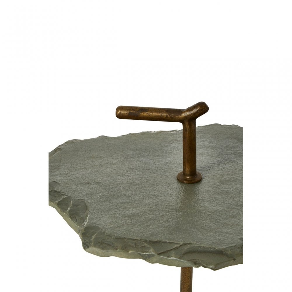 Rany Grey Stone Top Side Table, Grey