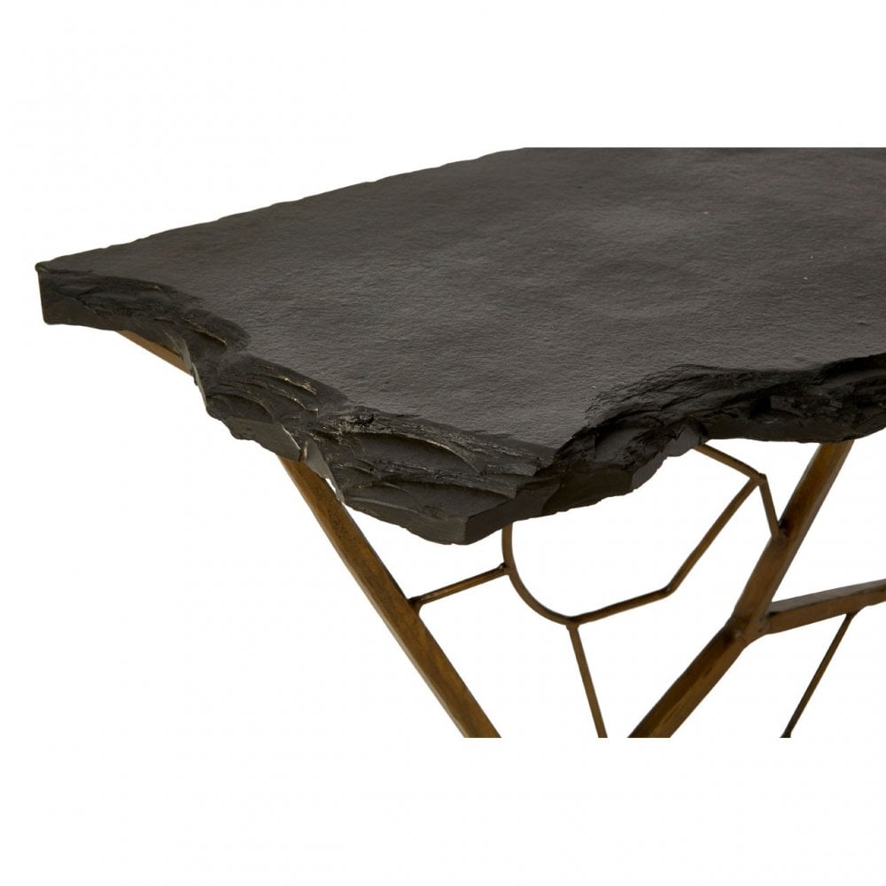 Rany Black Stone Top Console Table, Black
