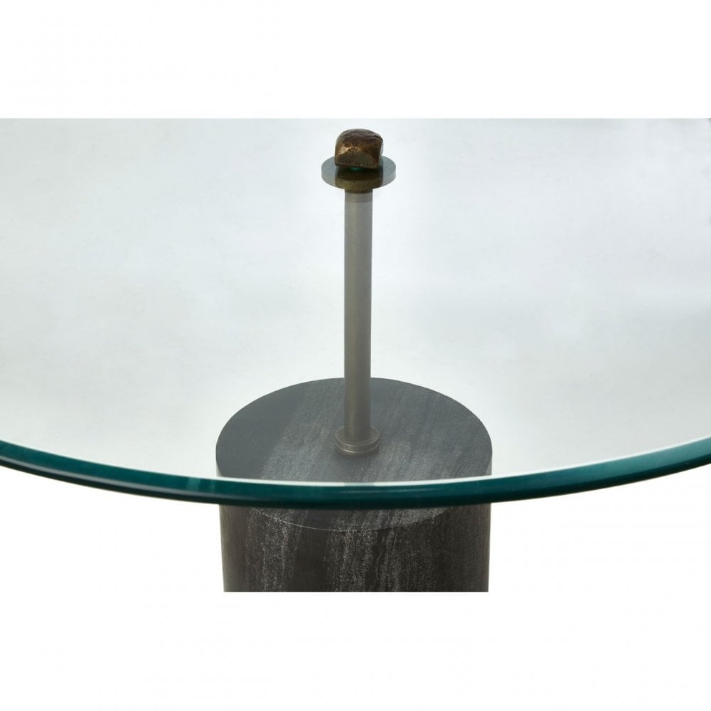 Rany Glass & Black Marble Side Table, Black