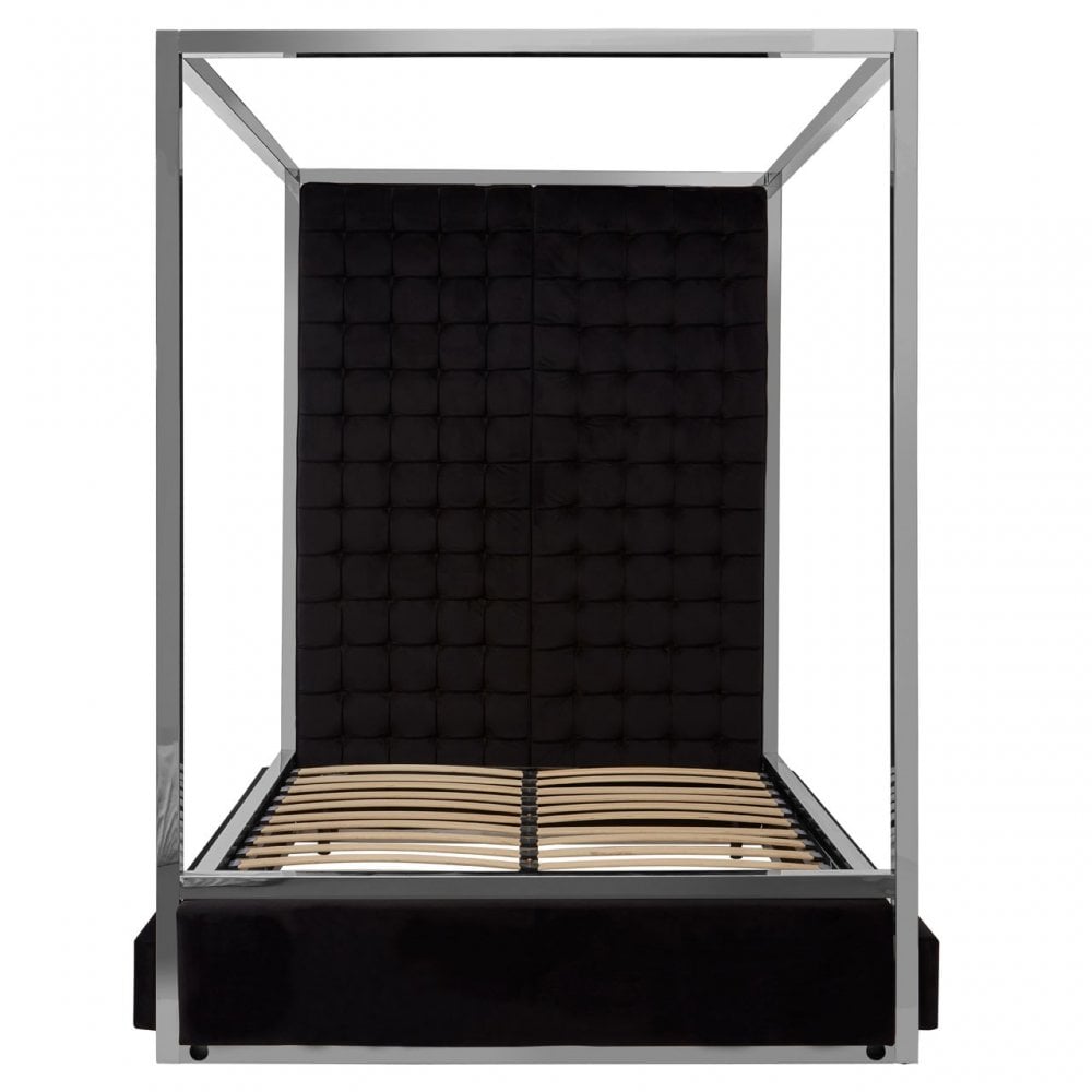 Piermount Black Velvet Bed, Black