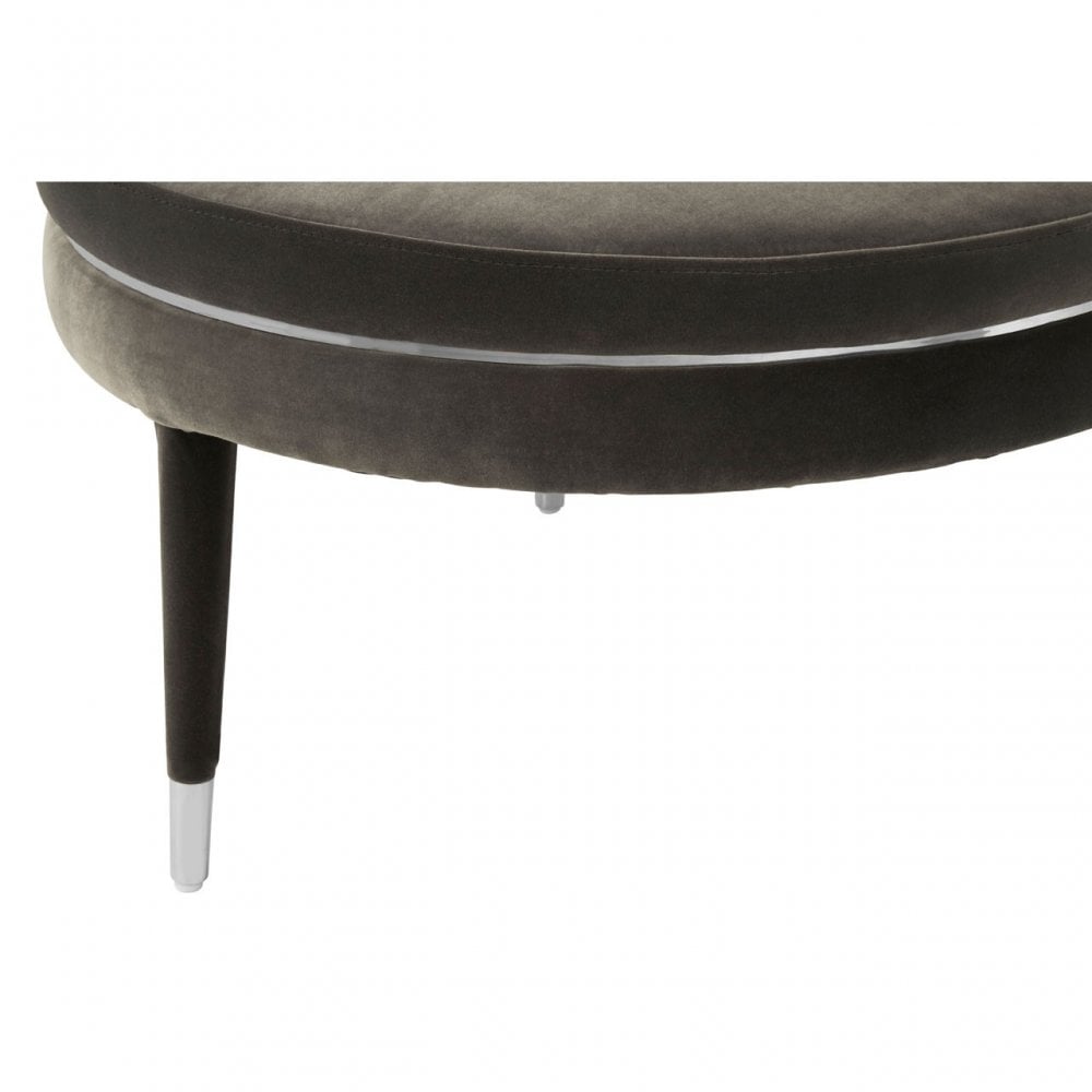 Manhattan Black Velvet Footstool, Grey