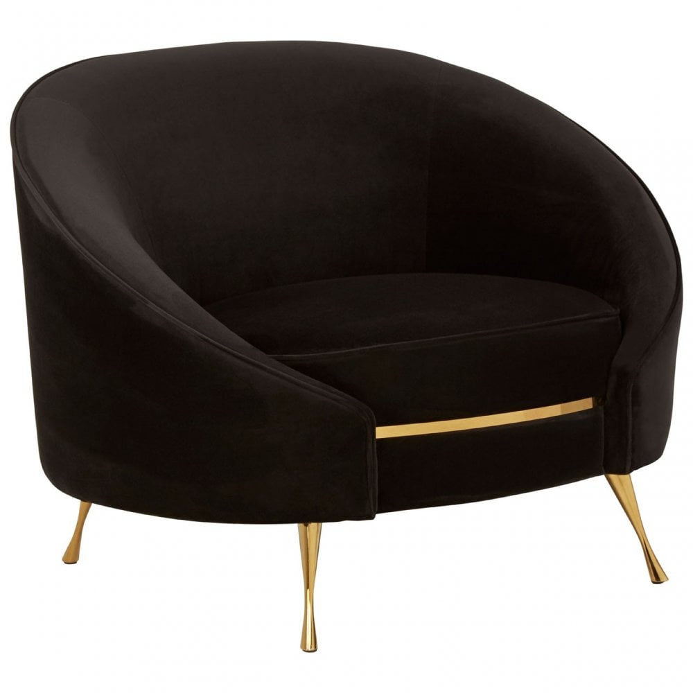 Manhattan Black Velvet Armchair, Black