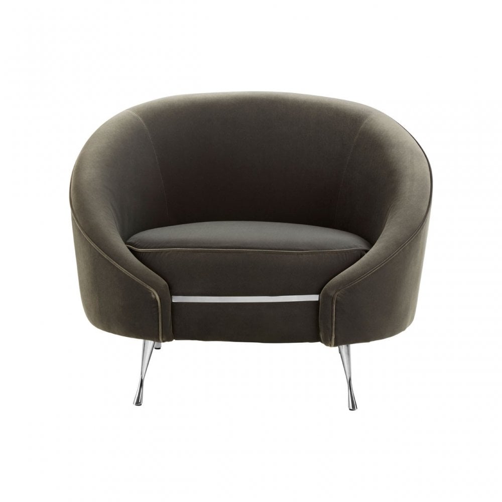 Manhattan Grey Velvet Armchair, Grey