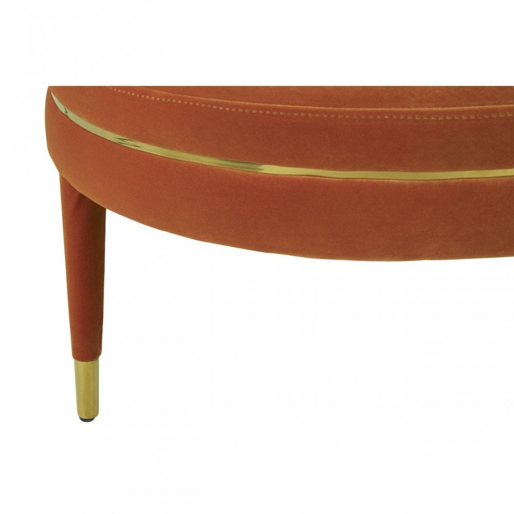 Manhattan Orange Velvet Footstool, Orange
