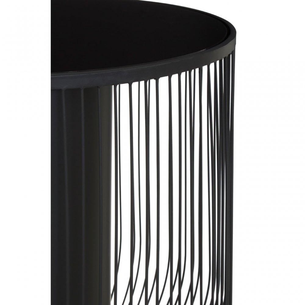 Trento End Table With Black Glass Top, Black
