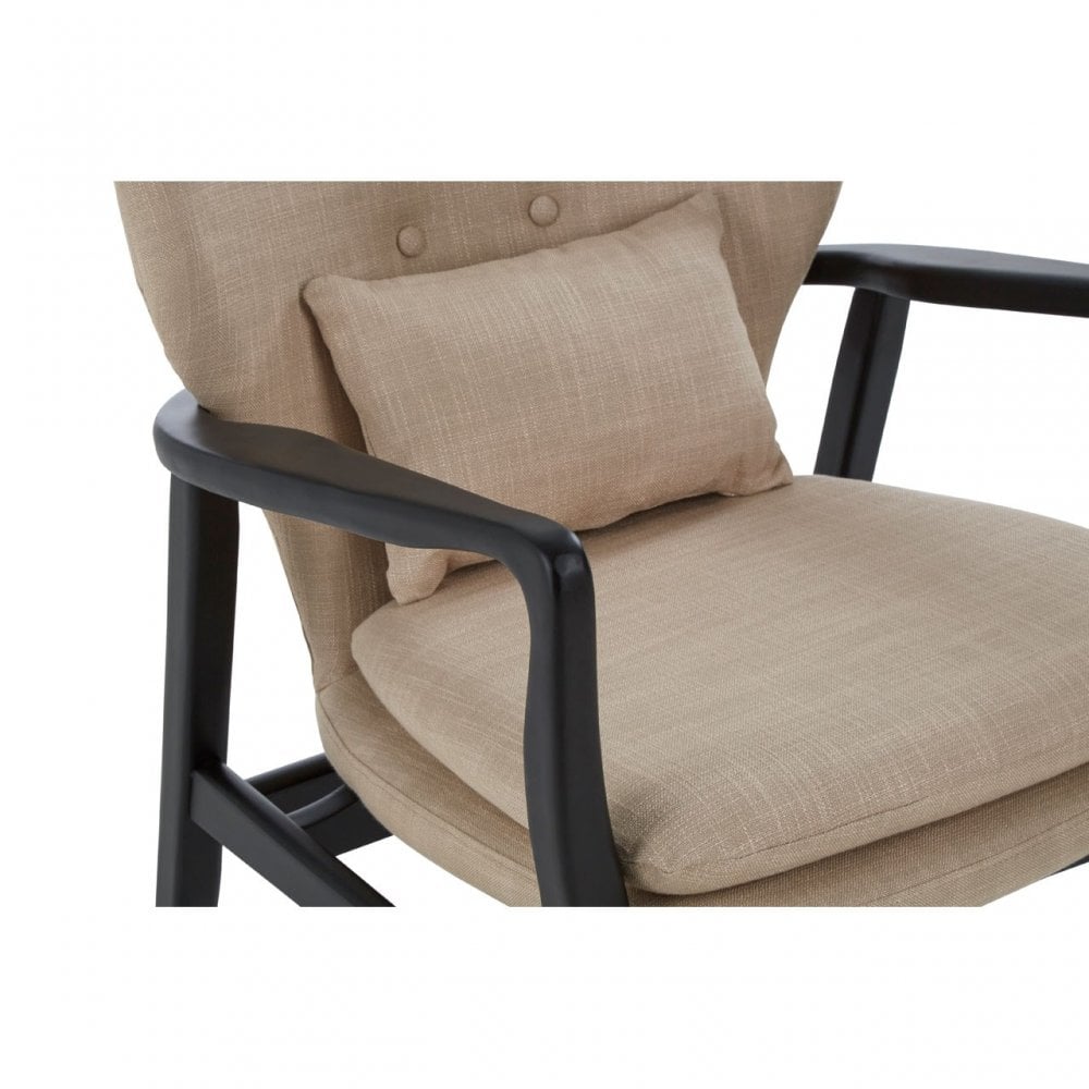 Stockholm Beige Chair With Black Wooden Frame, Beige