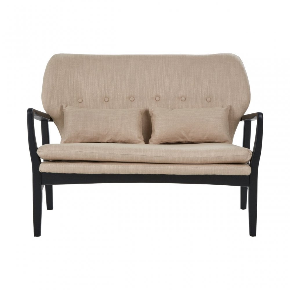 Stockholm 2 Seat Beige Sofa With Black Wood Frame, Beige