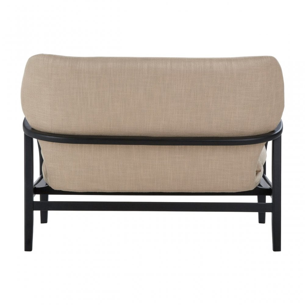 Stockholm 2 Seat Beige Sofa With Black Wood Frame, Beige