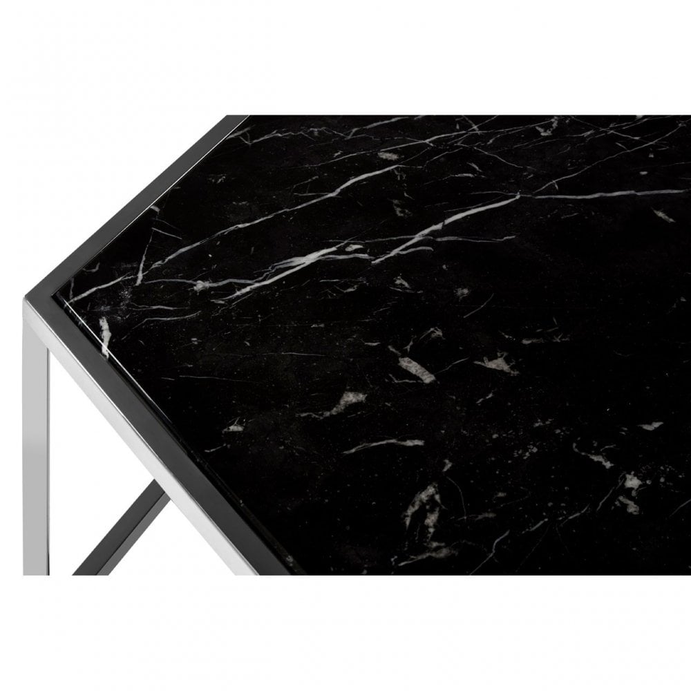 Piermount Silver Frame Hexagon Coffee Table, Black