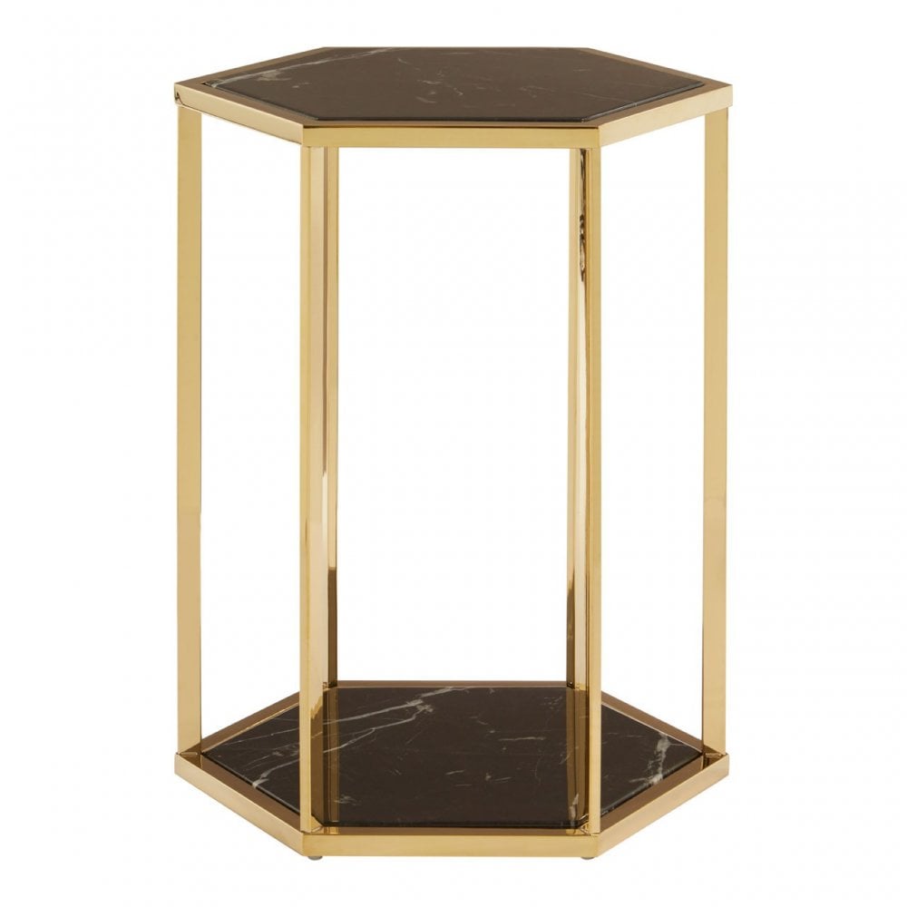Piermount Black And Gold Finish End Table, Black