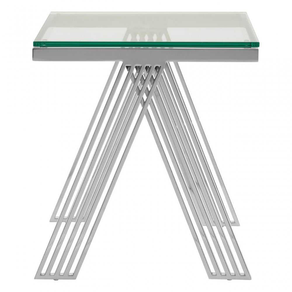 Piermount Clear Glass End Table, Silver