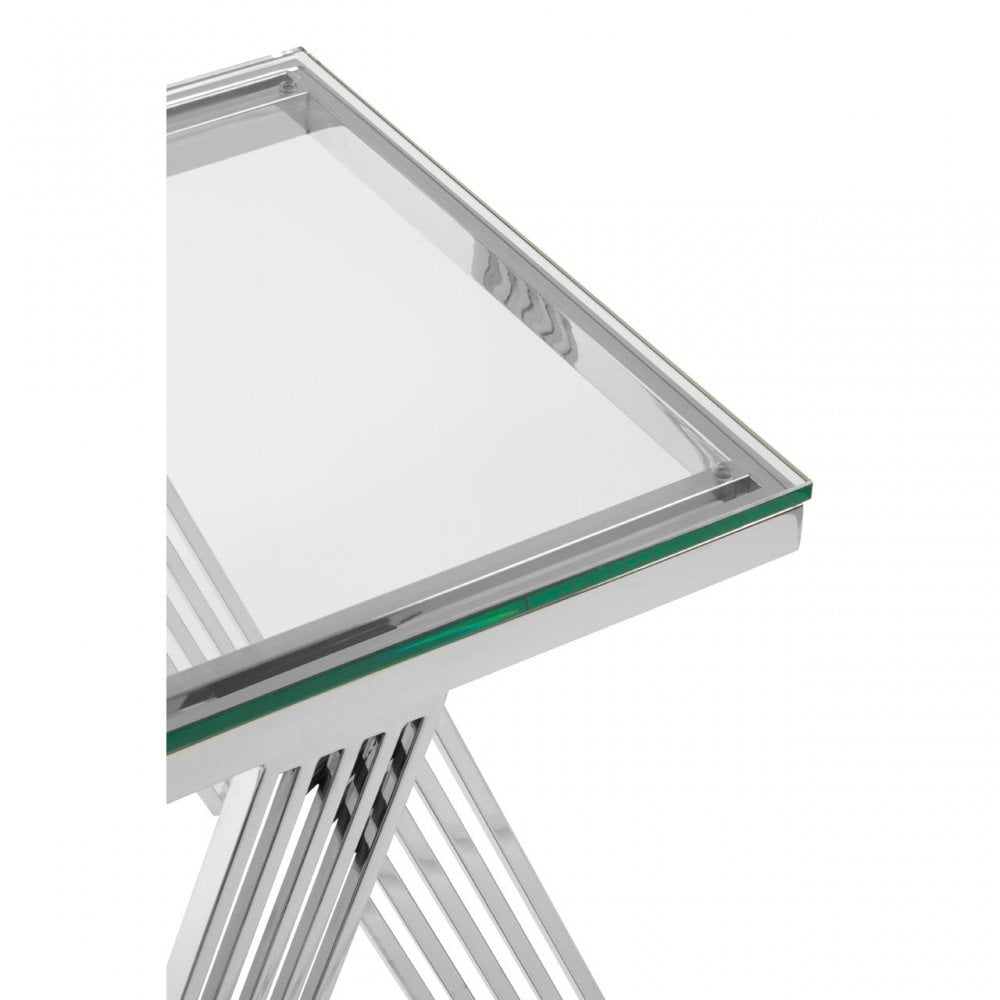 Piermount Clear Glass End Table, Silver