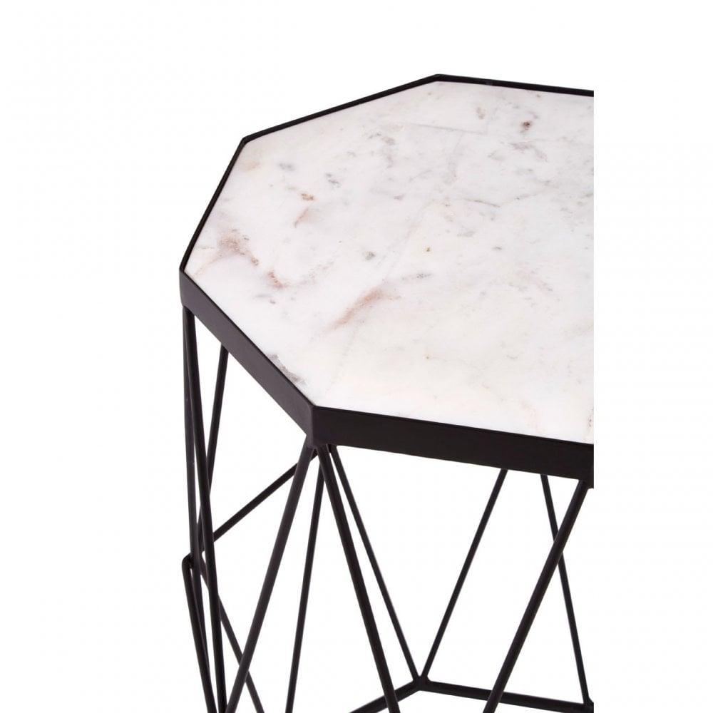 Shalimar Octagonal Black Finish Side Table, Black
