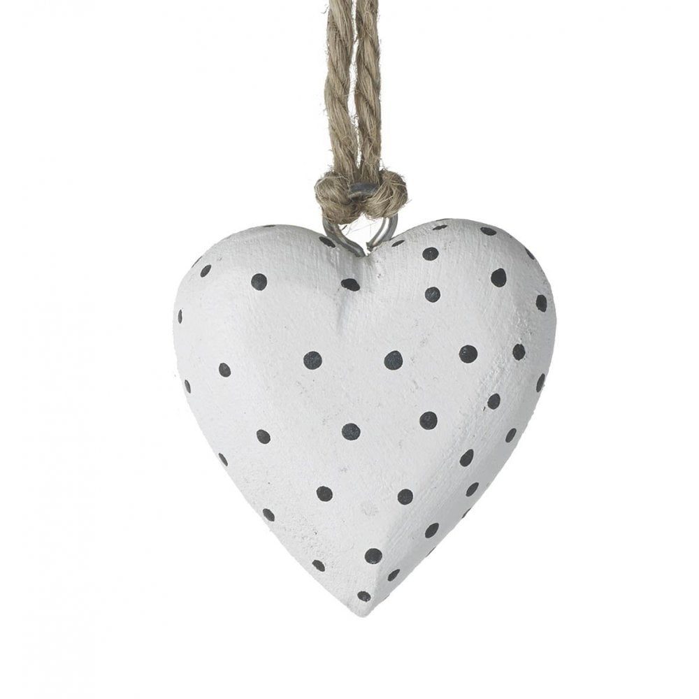 Heart Dotty Mini H50mm Wood White