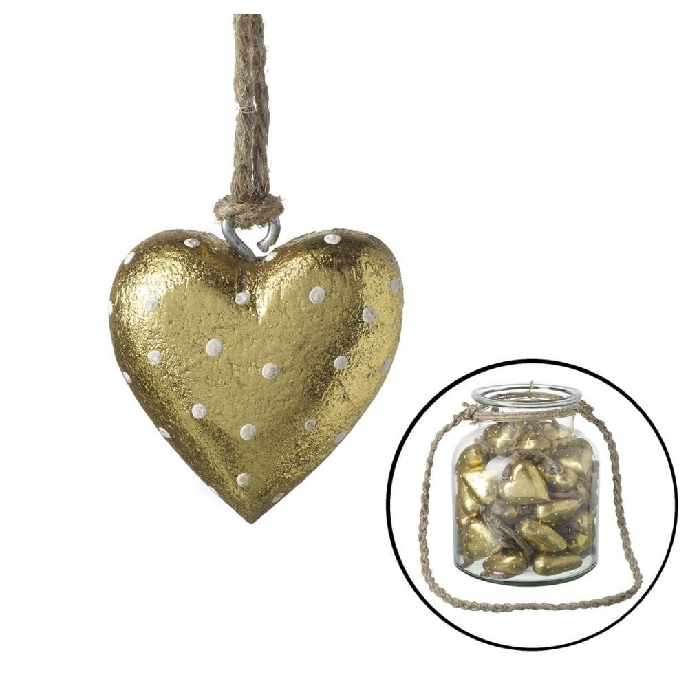 Heart Dotty Mini H50mm Wood Gold