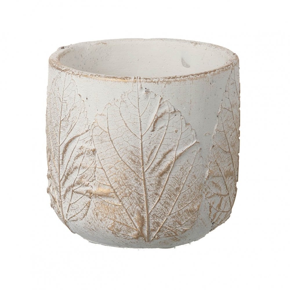 Gold Rub Leaf Planter H100x100mm Cement