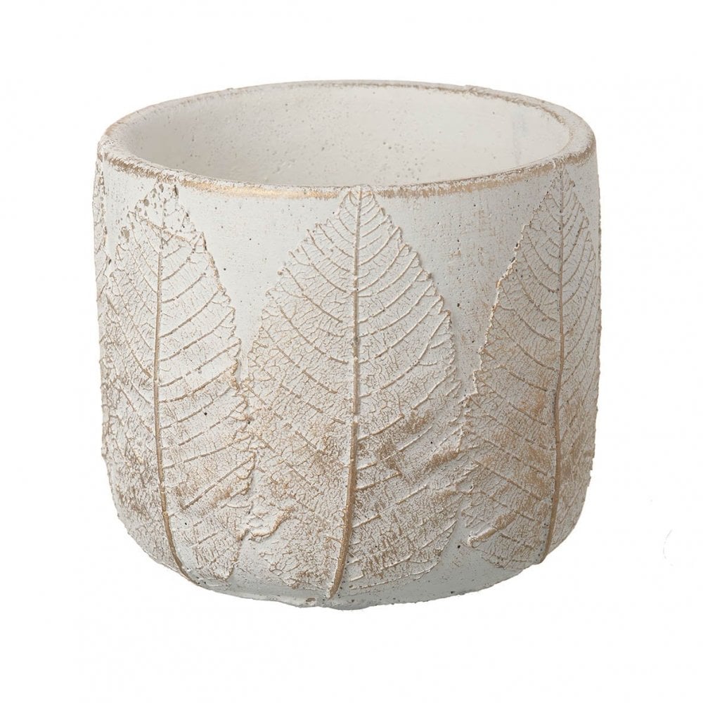 Gold Rub Leaf Planter H120x130mm Cement