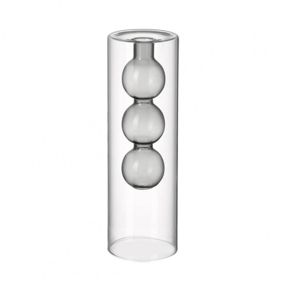 Bobble Vase Grey H250x80mm Glass