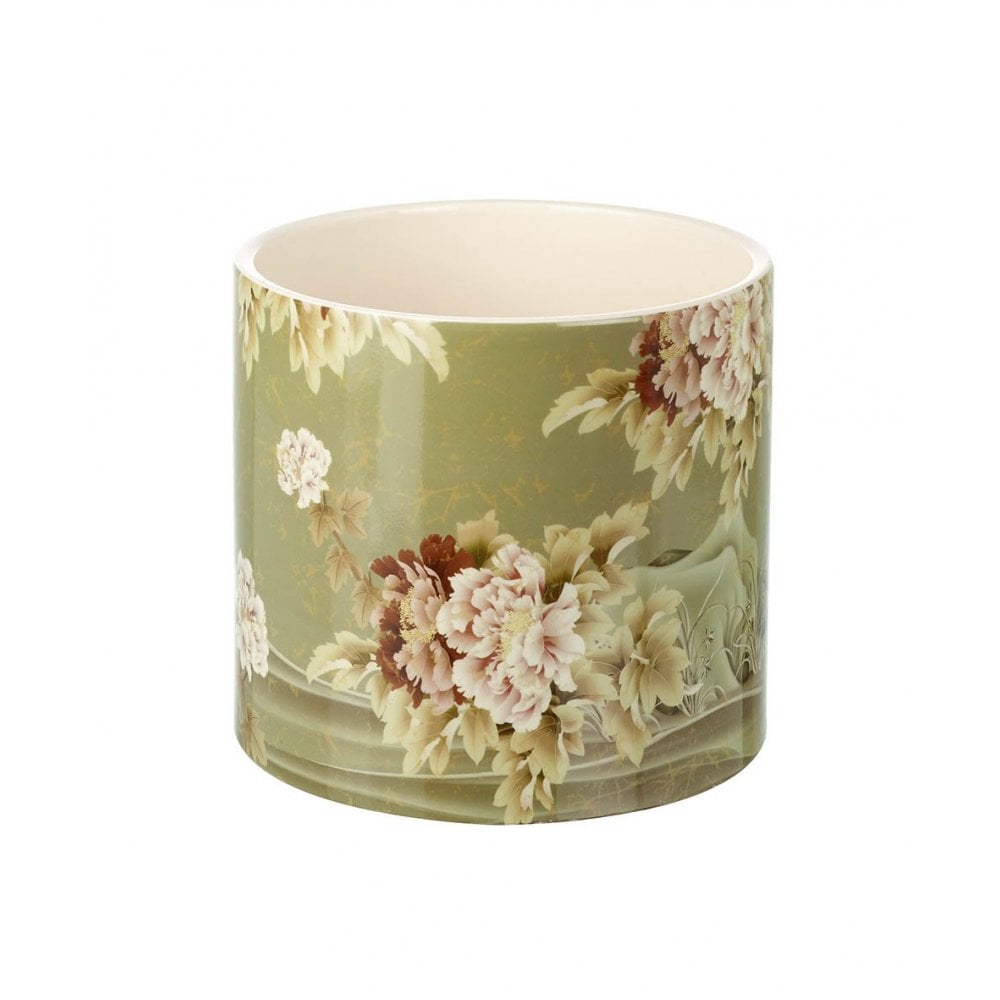 Planter Peonies H140x155mm Ceramic Green