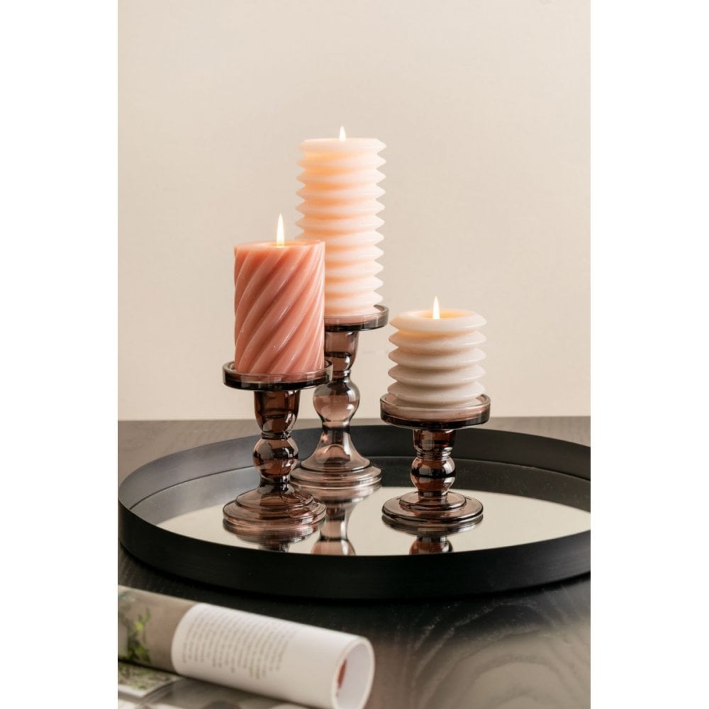 Candle holder Glass Art large, Chocolate brown, Brown