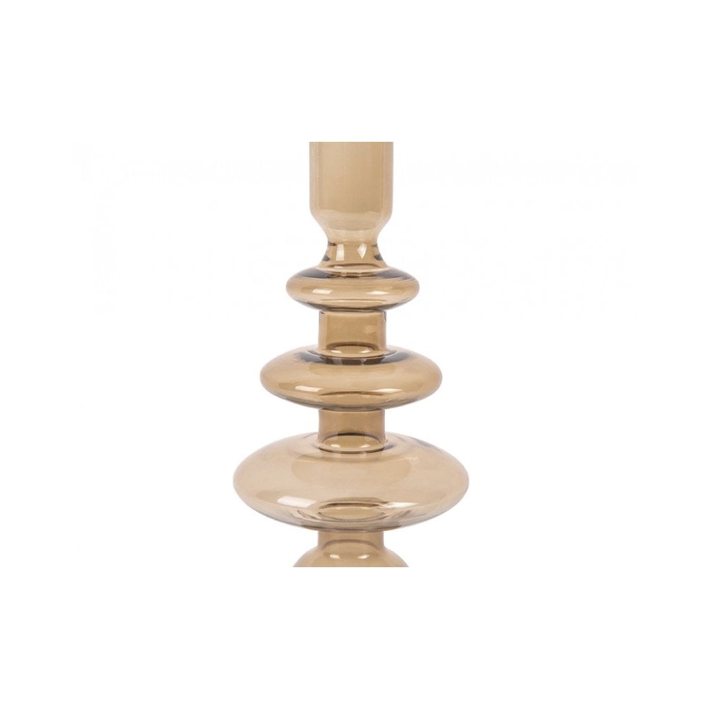 Candle Holder Glass Art Rings Large, Sand brown, Brown