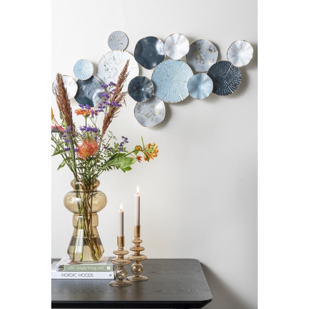 Candle Holder Glass Art Rings Large, Sand brown, Brown