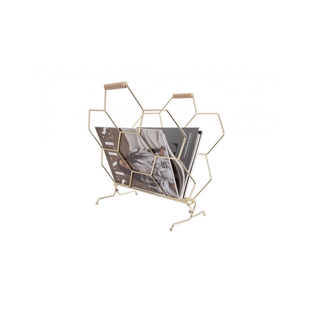 Magazine Rack Honeycomb, Gold plated, Gold