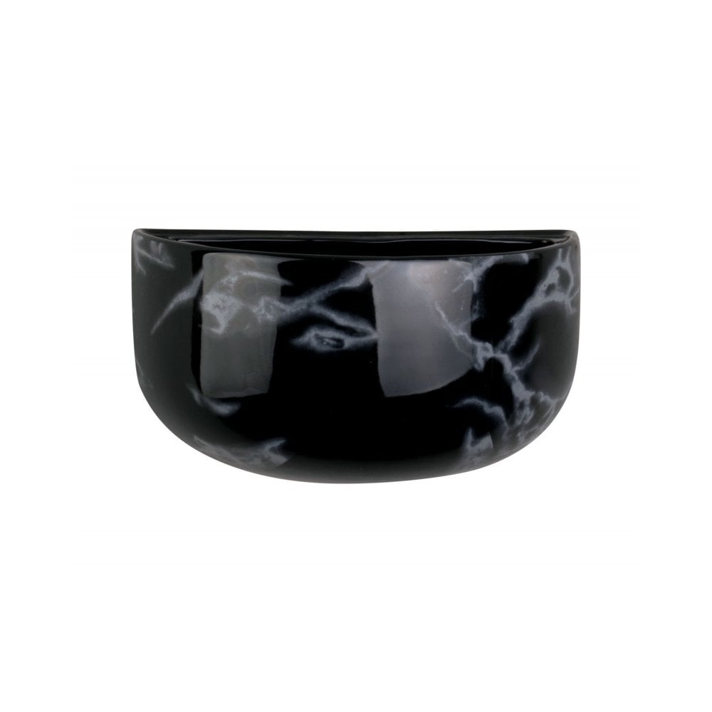 Wall plant pot Oval wide marble, Black